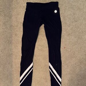 Tory Sport Blue and White Leggings with Chevron Stripes